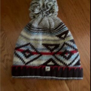 Hollister Gray and Black Knit Pom-Pom Hat